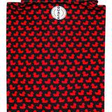 Quack on the back of a Red and Black Duck rubber polo