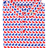 Red and Blue ducks in a row on Duck Rubber Polo Shirt