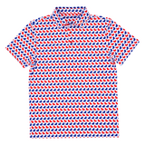 Red and Blue Ducks on Duck Rubber Polo Shirt